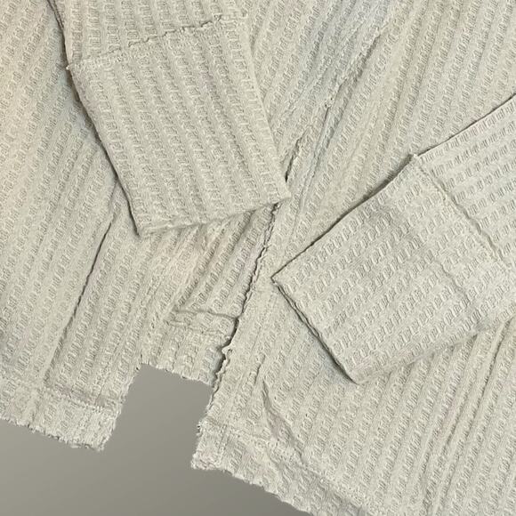 FREE PEOPLE NEW JUICY LONG SLEEVE WAFFLE KNIT OVERSIDED THERMAL STONE COLD XS - Picture 9 of 14